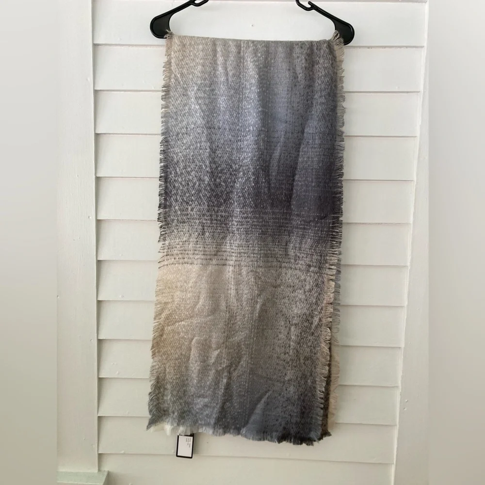 Fraas | Cashmink Scarf Taupe Gray Ombre 16x68” NWT Ultra Soft